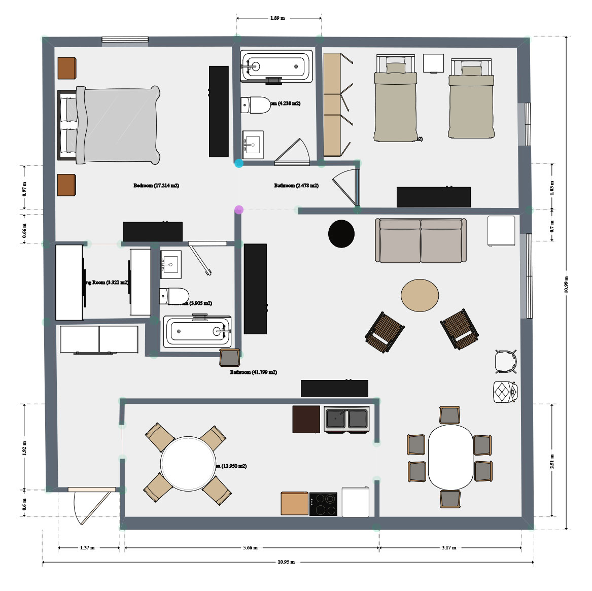 Vine Oak Lawn - 2 Bedroom Apartments Floorplan